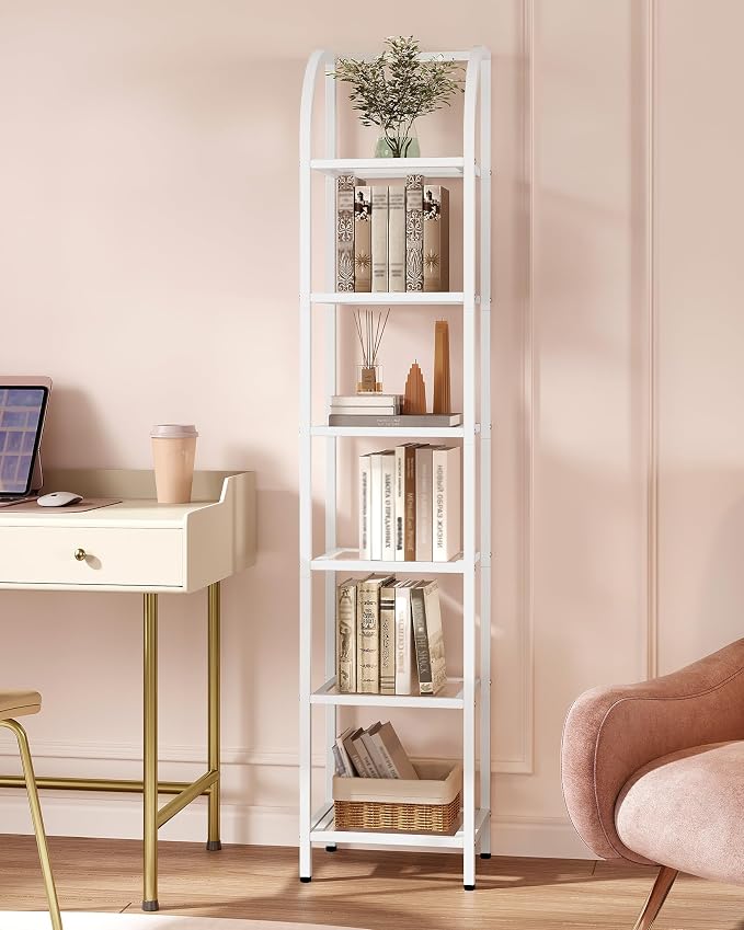 Hzuaneri Bookcase Bookshelf, Tempered Glass Arched Bookshelf - Image 3