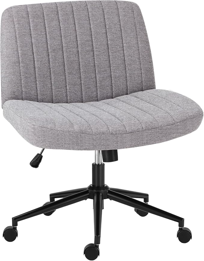 OLIXIS Criss Cross Chair with Wheels Wide Cross Legged Office Desk Vanity Chair by OLIXIS