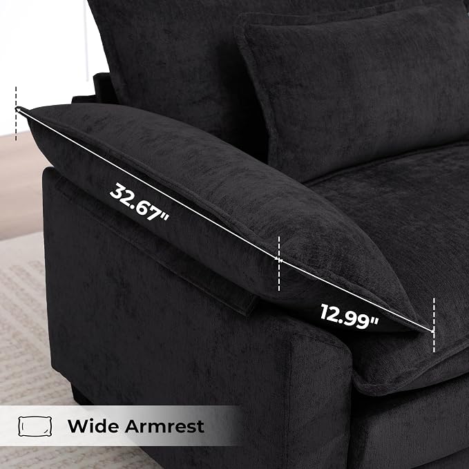 Modern Oversized Accent Chairs Set of 2, Chenille Cloud Sofa Chair - Image 7
