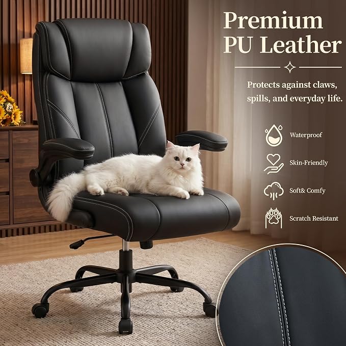 Office Chair, Leather Ergonomic Computer Desk Chair - Image 7