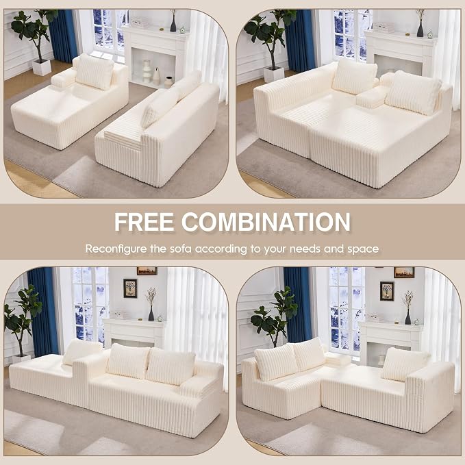 Hobestluk Modular Sectional Sofa Couches L-Shape Couch 3 Seat Modular Sofa - Image 7