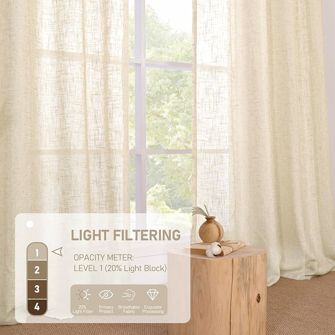LAMIT Linen Semi Sheer Curtains 72 Inches Long - Image 5