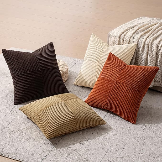 MIULEE Brown Beige Throw Pillow Covers 16x16 Inch Set of 4 Boho Farmhouse - Image 7