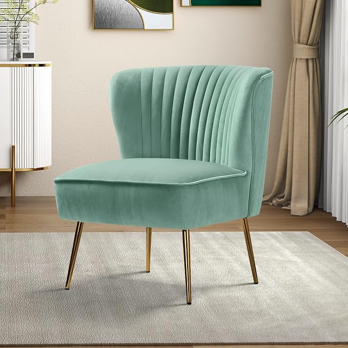 HULALA HOME Velvet Accent Chair, Modern Upholstered Cute Side Chair by HULALAHOME