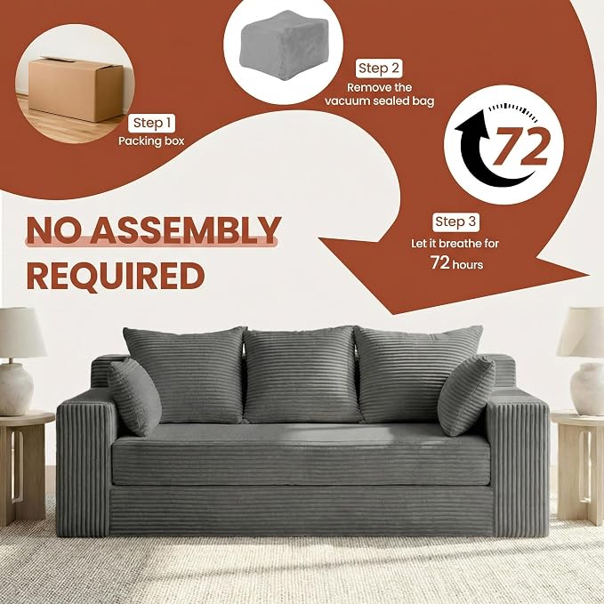 Convertible Sofa Bed, 5 in 1 Small Boneless Couch Pull Out Loveseat Sleeper Sofa - Image 8