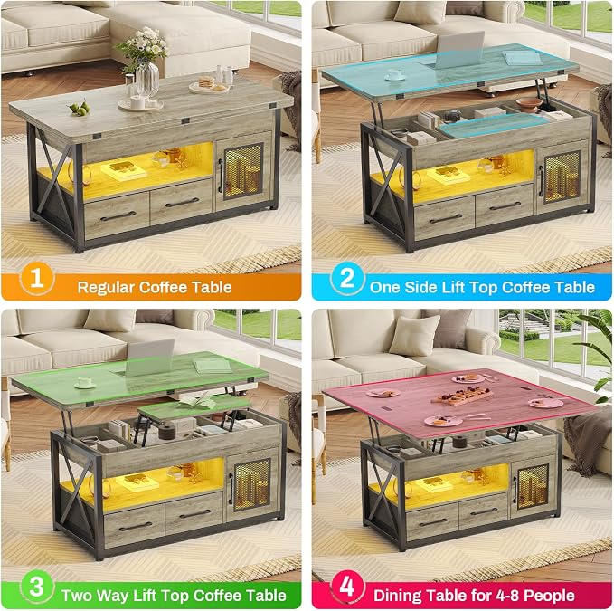 Itaar 40" Lift Top Coffee Table, 4 in 1 Coffee Tables - Image 5