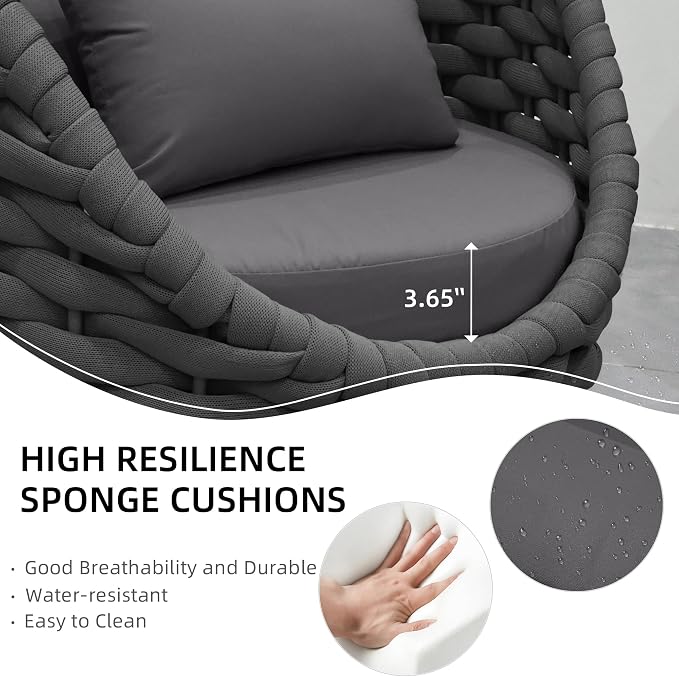 TWT 6-Piece Aluminum Patio Furniture Set, Olefin Rope Modern Outdoor - Image 4