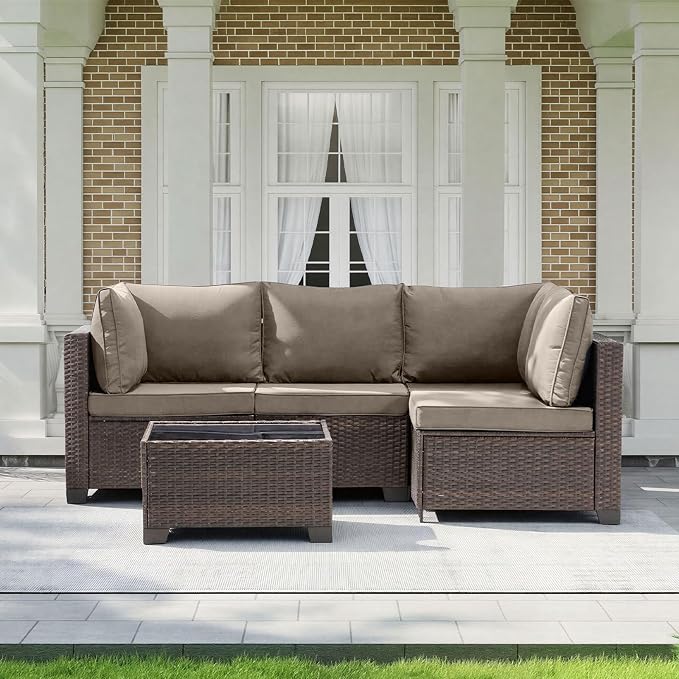 MOCHITO 5 Pieces Outdoor Patio Furniture Sets, All-Weather Sectional Sofa Dark by Unknown