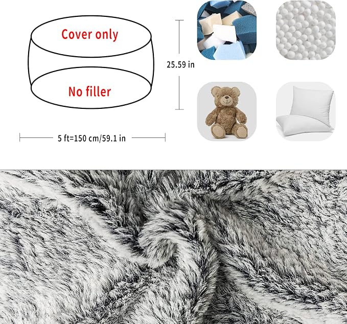 YudouTech (No Filler Bean Bag Chair Cover Without Filler, Big Round Soft Fluffy - Image 2