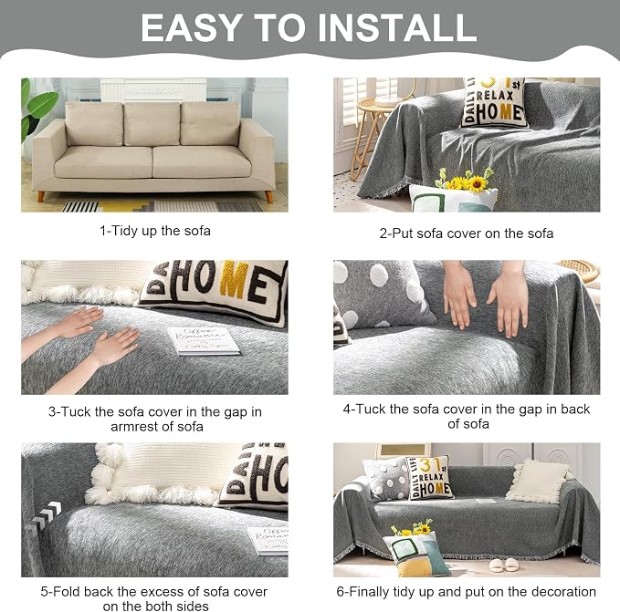 VClife Boho Chic Couch Cover, Soft Chenille Couch Covers - Image 6