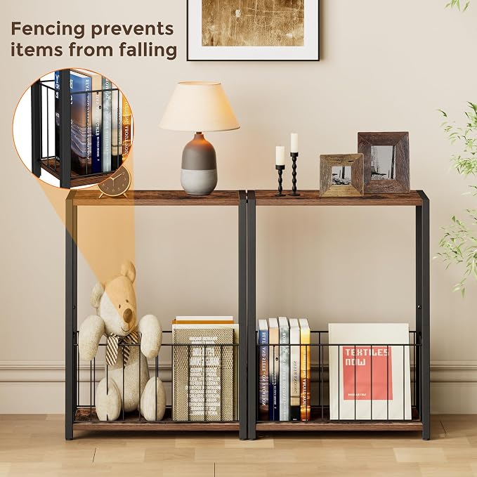 Homleke Narrow Side Table with Magazine Holder, Skinny End Table Perfect - Image 4