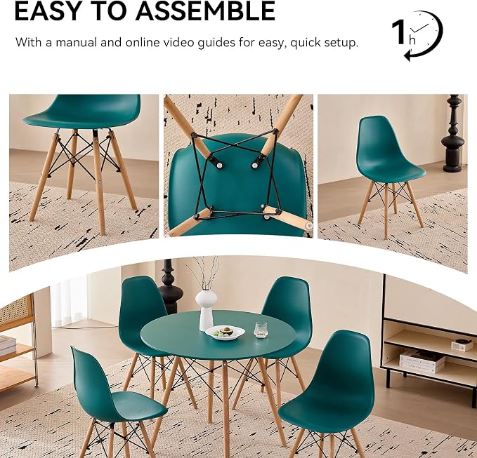 5-Piece Round Dining Table Set, Small 31.5" Kitchen Table Chairs Set of 4 Space - Image 7