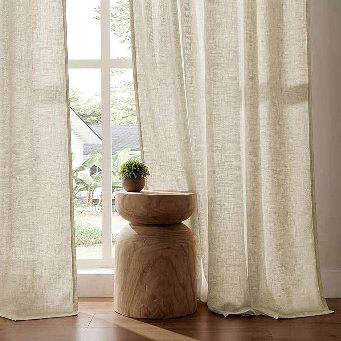 Joydeco Linen Curtains 96 Inch Length 2 Panel Sets, Light Filtering Curtains - Image 5