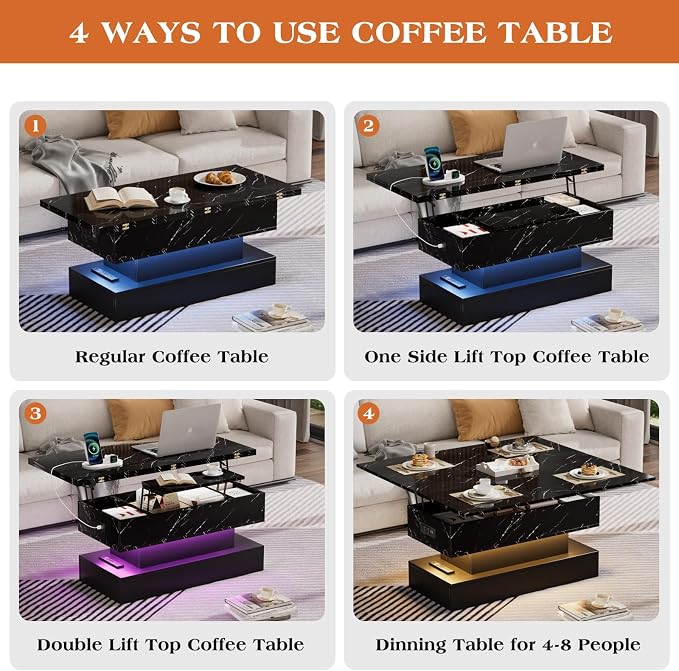 SYESWAY 39.4" Lift Top Coffee Table - Image 7