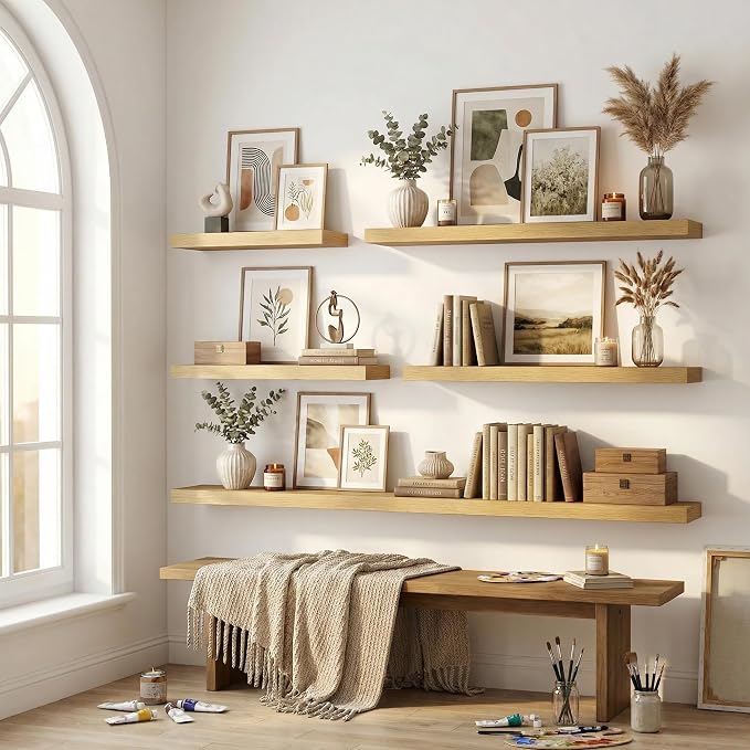 12 inch Deep Floating Shelves for Wall, 72 inch Wide Engineered Wood Wall - Image 7