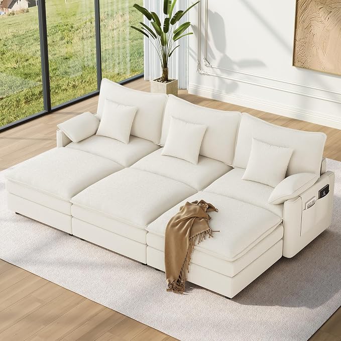 Vesgantti 108" Sectional Sleeper Sofa, 6-Seater Oversized Modular Cloud Couch by Vesgantti
