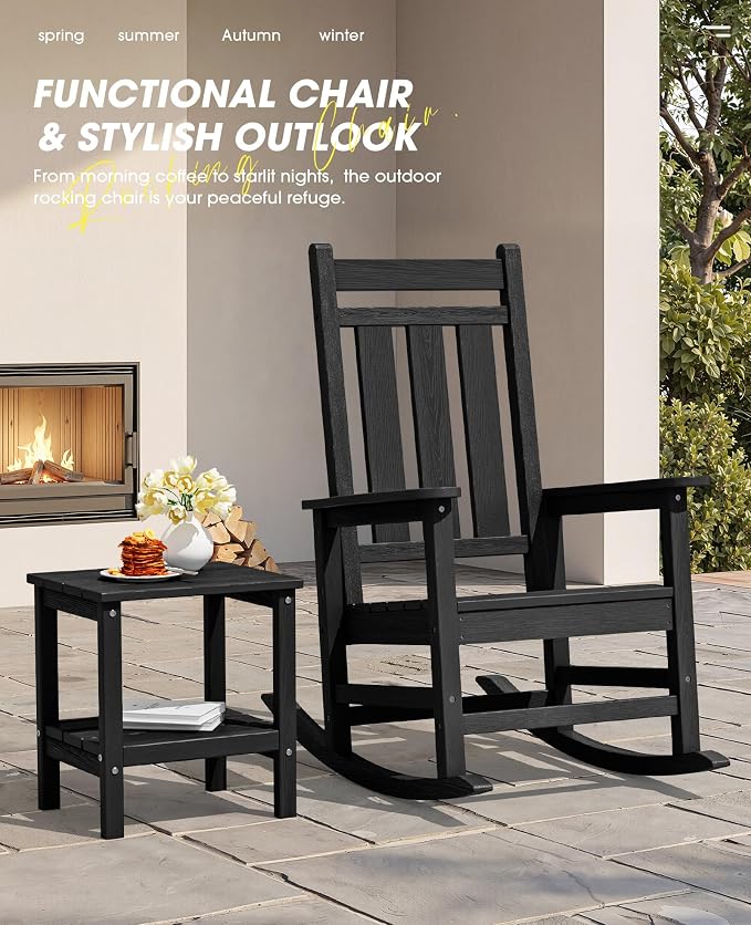 KINGYES Oversized Outdoor Rocking Chair, All-Weather Patio Rocking Chairs - Image 7