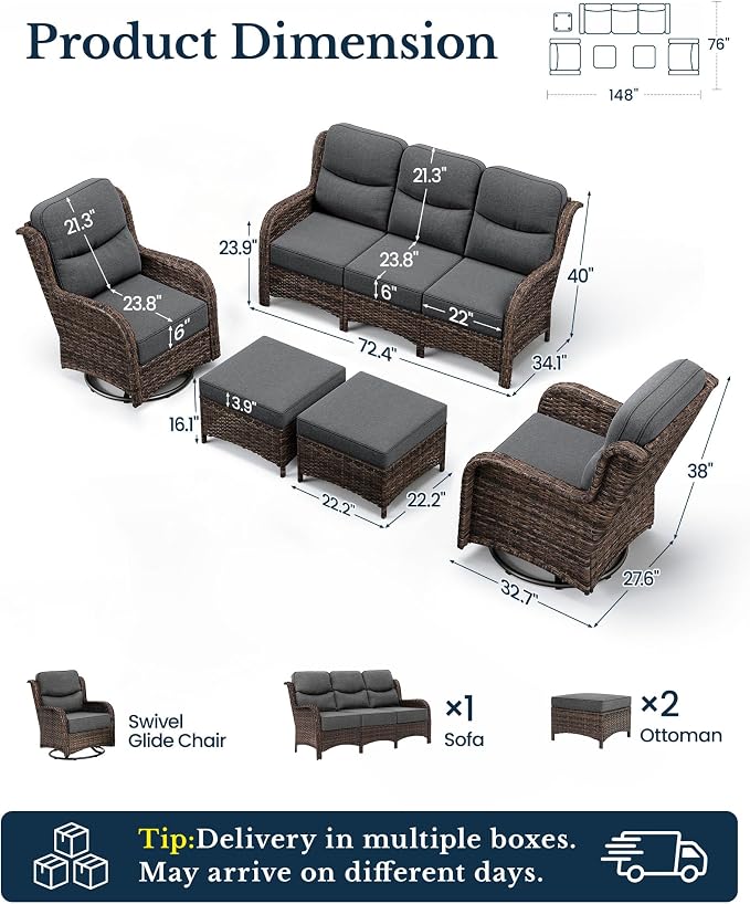 HILLGA Luxury High Back Patio Furniture Set - Image 2