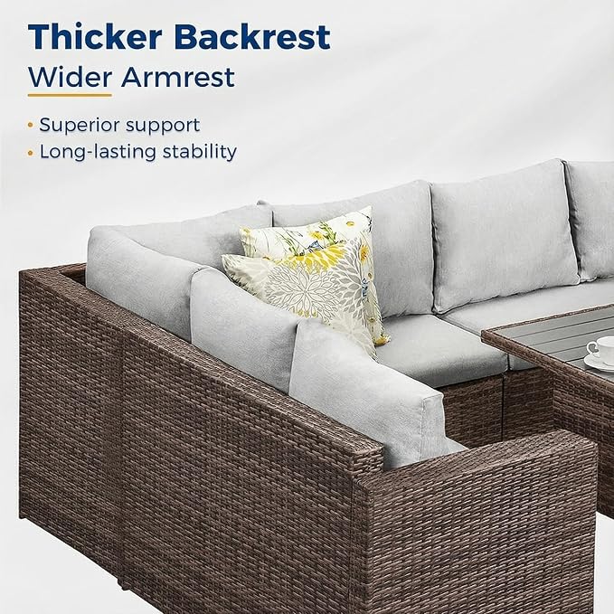 Wisteria Lane 7 Piece Patio Furniture Set, Wicker Patio Sectional - Image 4