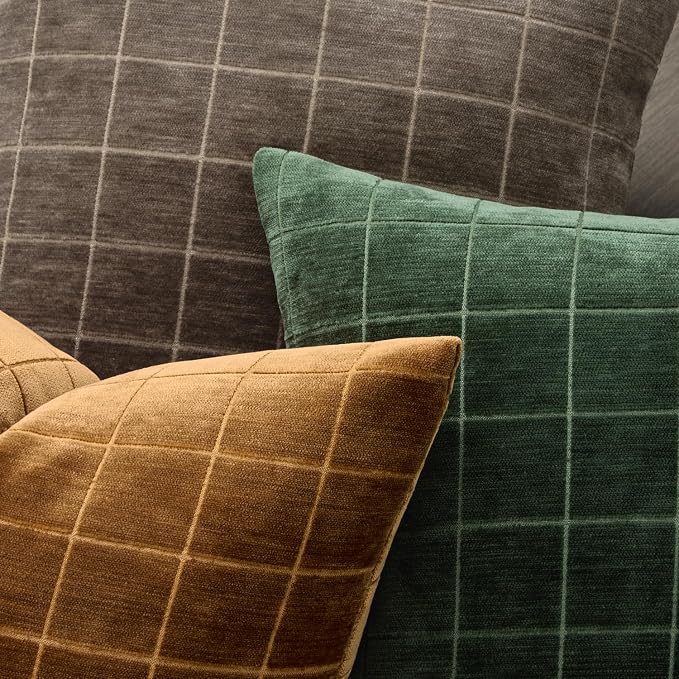 MIULEE Decorative Chenille Check Lumbar Throw Pillow Covers Vintage Plaid Couch - Image 2