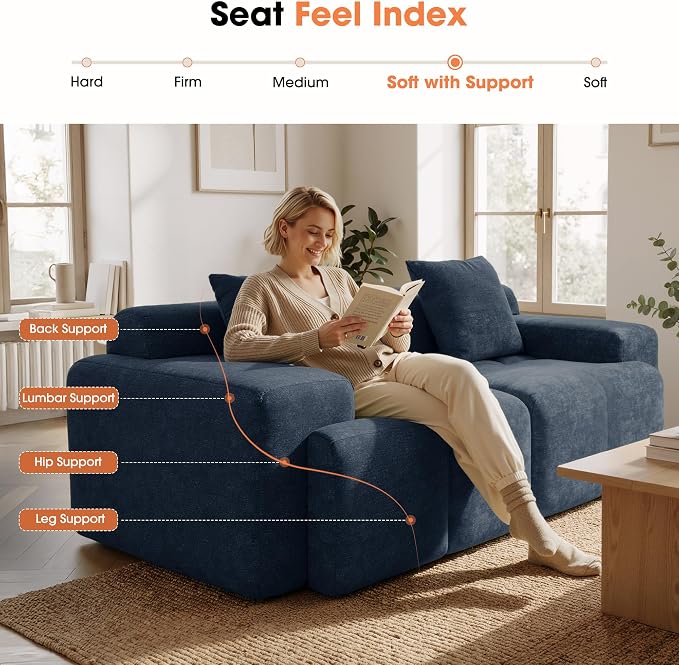 83.5" Boneless Loveseat Couch, Cloud Comfy Couches - Image 7