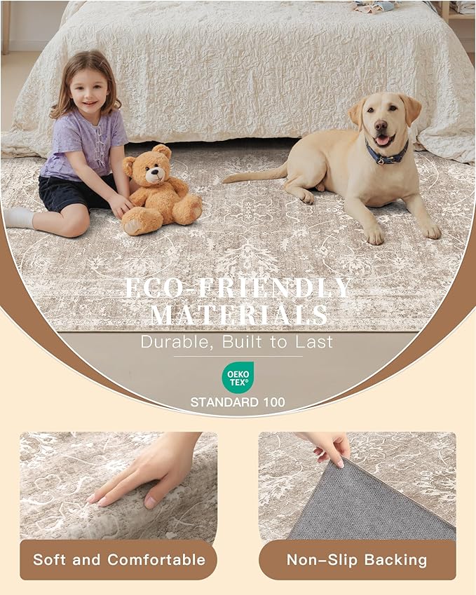 Madane Living Room 10x14 Area Rugs, Washable Low Pile Non-Slip Stain Resistant - Image 5