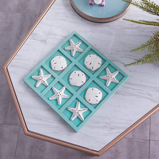 NIKKY HOME Beach Tic Tac Toe for Fun Starfish Sand Dollar Coastal House Coffee - Image 3