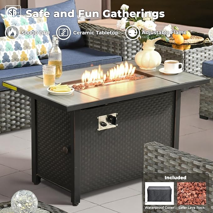 ovios 7 Pieces Patio Furniture Set, Outdoor Wicker Sectional Sofa - Image 6