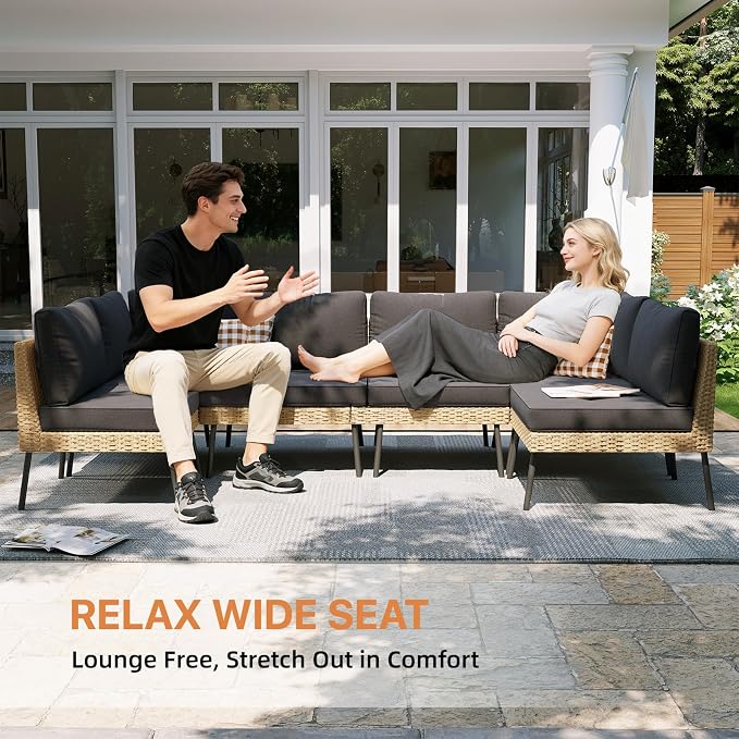 Aoxun 8-Piece Patio Furniture Set, Wicker Outdoor Furniture - Image 4