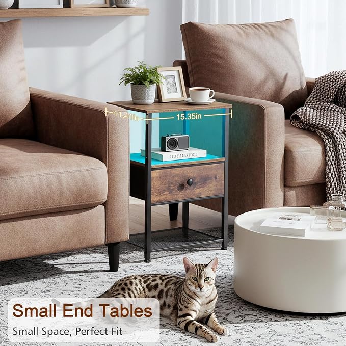 LOAKEKEL Night Stand Set 2, LED Nightstand - Image 7