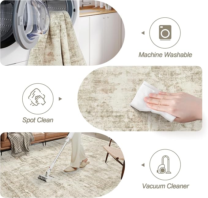 6x9 Abstract Area Rugs for Living Room 6 x 9 Washable Non Slip Low Pile Gray - Image 6