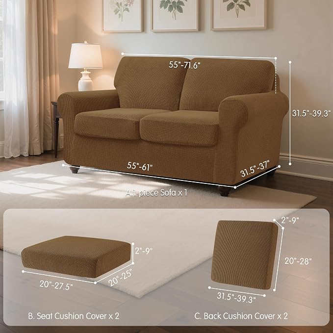 SUBRTEX 5 Pieces Stretch Sofa Slipcover Sets Couch Cover Sets Backrest Cushion - Image 3