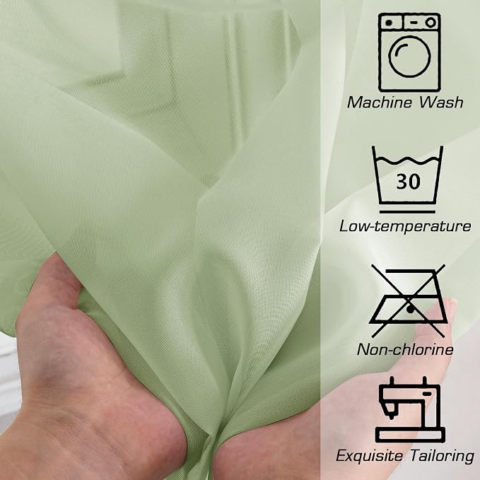 OWENIE Sheer Curtain 96 Inch Long 2 Panels Set, Light Filtering Clear Rod - Image 7