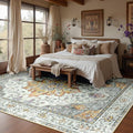 RELEANY Area Rugs 6'x8' Washable Non-Slip, Floral Vintage Distress Print by RELEANY