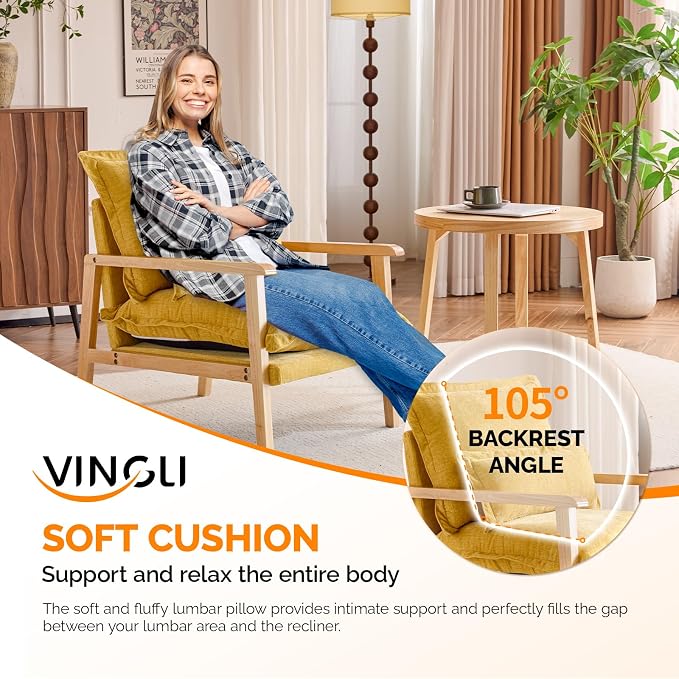 VINGLI Mid-Century Modern Cloud Accent Armchair - Image 6