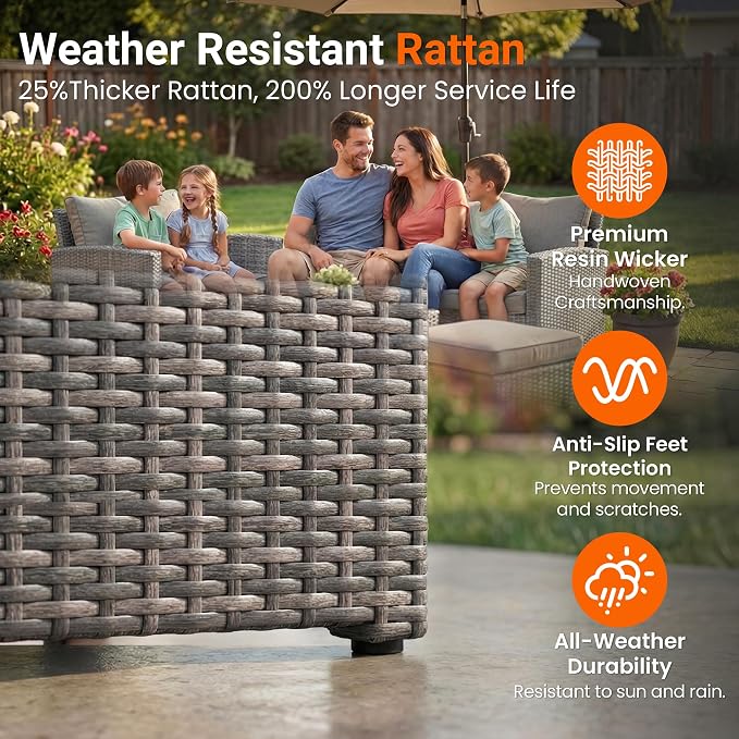 Wisteria Lane Patio Furniture Set, Wicker Outside Outdoor Furniture - Image 5