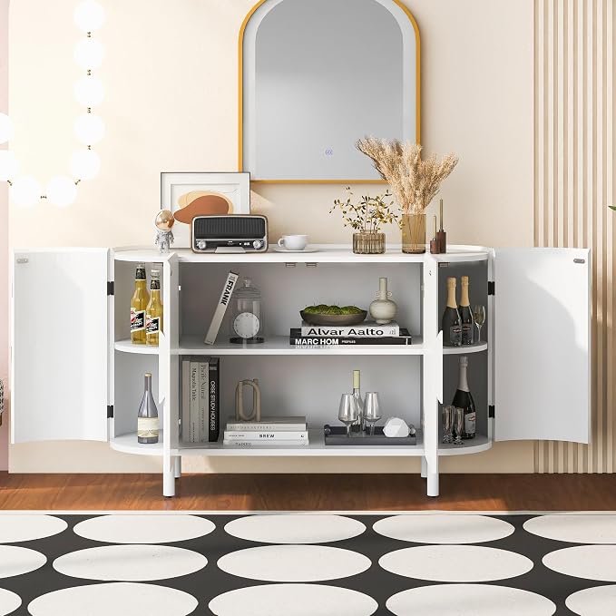 Curved Design Light Luxury Swith Adjustable Shelves, Suitable - Image 2