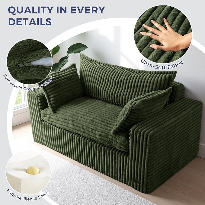 MAXYOYO 59" Bean Bag Sofa Couch, Loveseat Boneless Couch in a Box, Upholstered - Image 4
