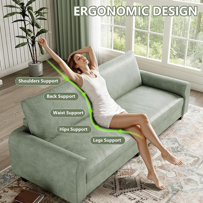 EASE MOOSE 88.5" Large Seat Faux Leather Loveseat Sofa, Waterproof and - Image 6