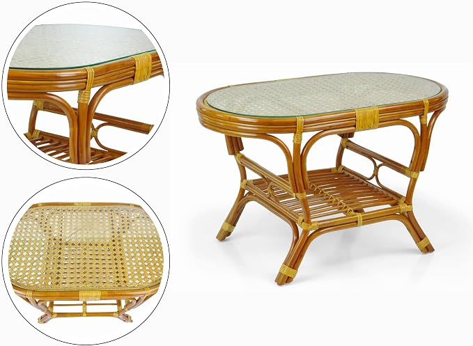 Malibu Lounge Set of 4: 2 Natural Rattan Wicker Chairs, Three-Seater Sofa - Image 5