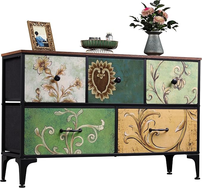 WLIVE Dresser for Bedroom with 5 Drawers, Wide Chest of Drawers, Fabric Dresser by WLIVE