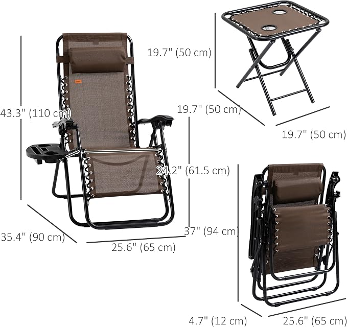 Outsunny Zero Gravity Chair Set - Image 7