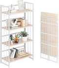 4NM No Assembly 4 Tiers Folding Bookshelf, 47.2" H Foldable Storage Shelves by 4NM