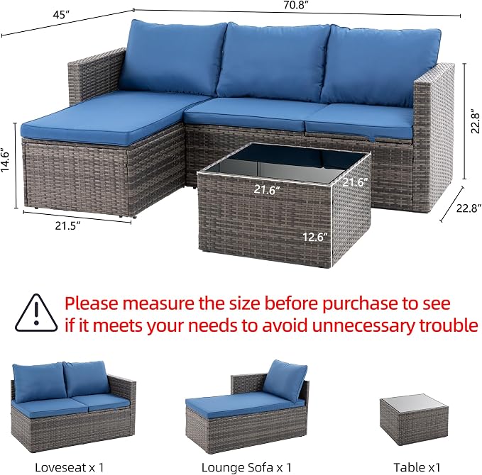 Shintenchi 4 Pieces Patio Furniture Sets, Outdoor Sofa Patio Sectional Sets All - Image 4