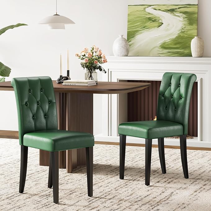 Welzona Upholstered Dining Chairs Set of 4, Button Tufted Parsons Dining Chair - Image 3