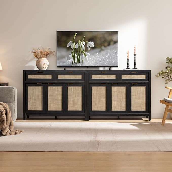 SICOTAS Rattan Sideboard Buffet Cabinet - Image 3