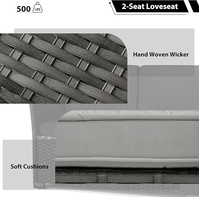 KIGOTY 7 Piece Patio Furniture Set, Outdoor PE Wicker Rattan Outdoor Dining Set - Image 3