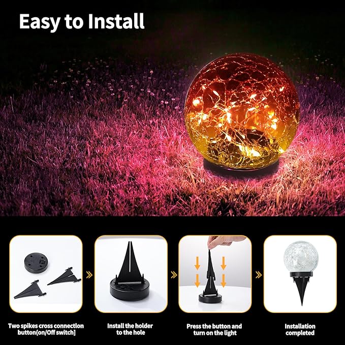 JKIMK Solar Globe Lights Outdoor Waterproof - Image 4