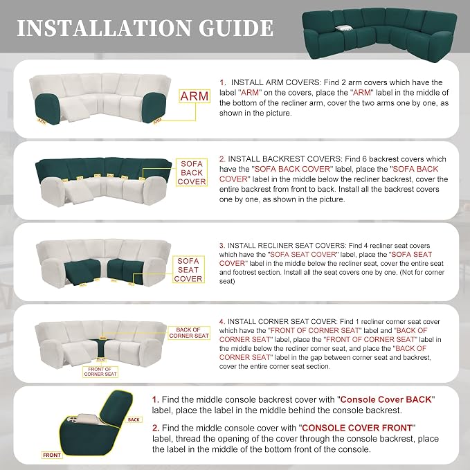 100% Waterproof Sectional Recliner Couch Covers - Image 7