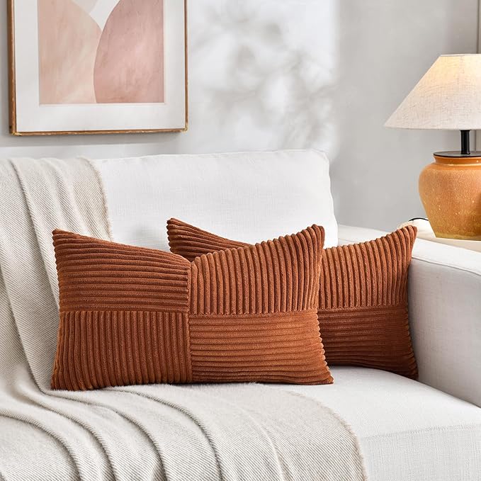 Fancy Homi 2 Packs Rust Lumbar Decorative Throw Pillow Covers 12x20 Inch - Image 7